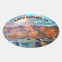 Schilderen van Santa Barbara Marina Ovale Sticker