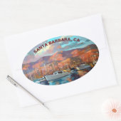 Schilderen van Santa Barbara Marina Ovale Sticker (Envelop)