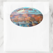 Schilderen van Santa Barbara Marina Ovale Sticker (Tas)