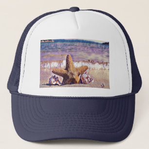 Schilderen van Star Seashells op het strand T-shir Trucker Pet