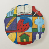 Schilderen van verschillende objecten door Charikl Rond Kussen (Achterkant)