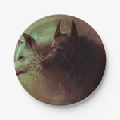 Schilderen van zwarte wolf en witte wolf. papieren bordje (Voorkant)