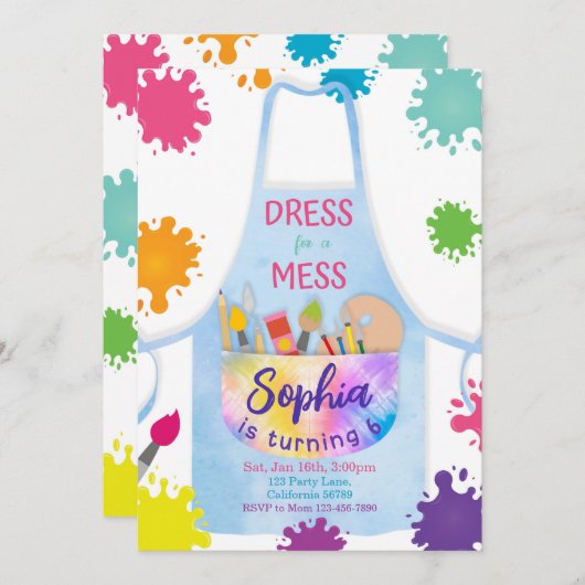 Schilderen Verjaardag Uitnodiging Verf Uitnodiging (Voorkant / Achterkant)