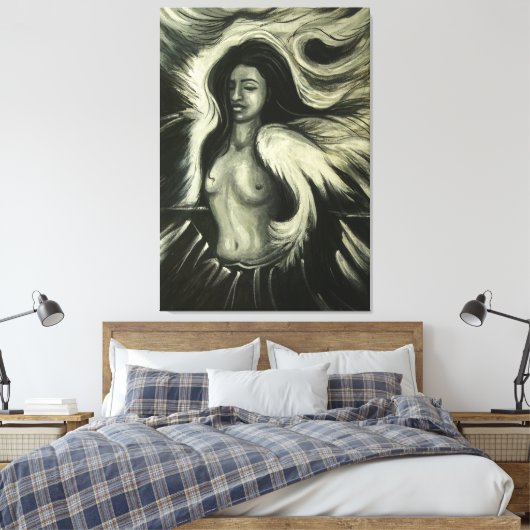 Schilderen Zwart & Wit Canvas Afdruk (Insitu (Slaapkamer))