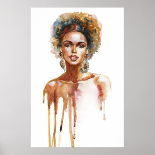 Schilderend portret van de Afrikaanse vrouw, water Poster