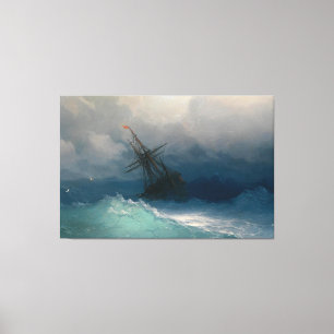 Schilderend zee Premium gevlekt doek (gloss) Canvas Afdruk