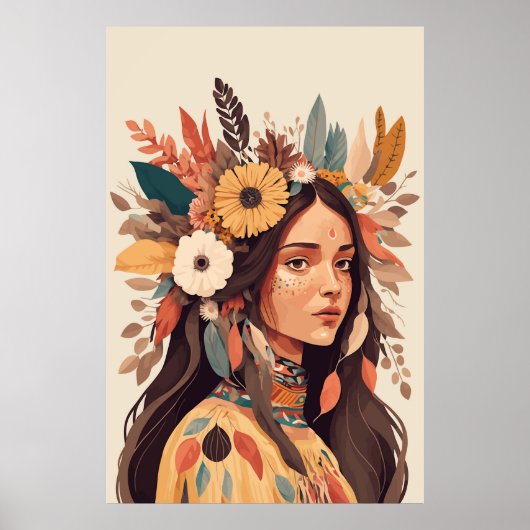 Schilderige Native American Woman Poster (Voorkant)