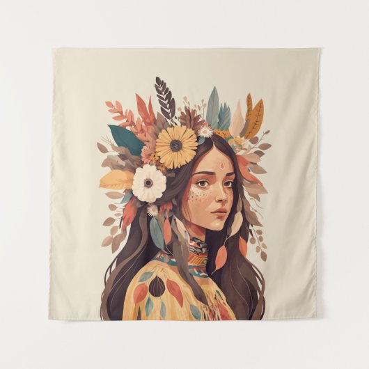 Schilderige Native American Woman Wandkleed (Voorkant)