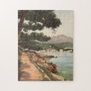 schilderij aan zee Menton, Frankrijk in de jaren Legpuzzel
