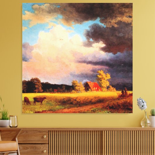 Schilderij Albert Bierstadt, Beiers landschap Canvas Afdruk (Insitu (Woonkamer))