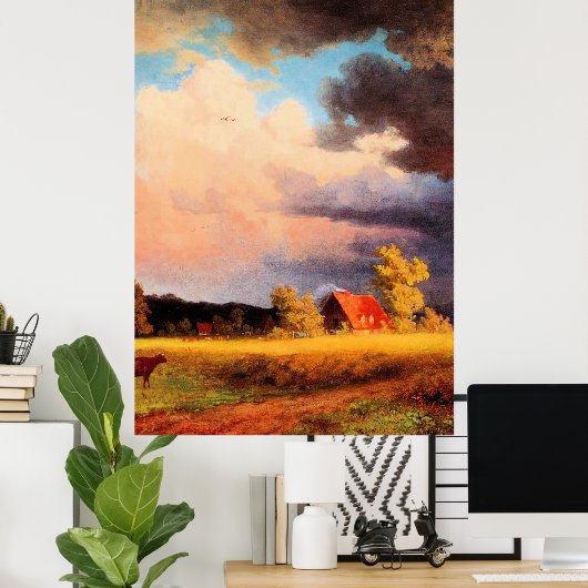 Schilderij Albert Bierstadt, Beiers landschap Poster (Thuiskantoor)