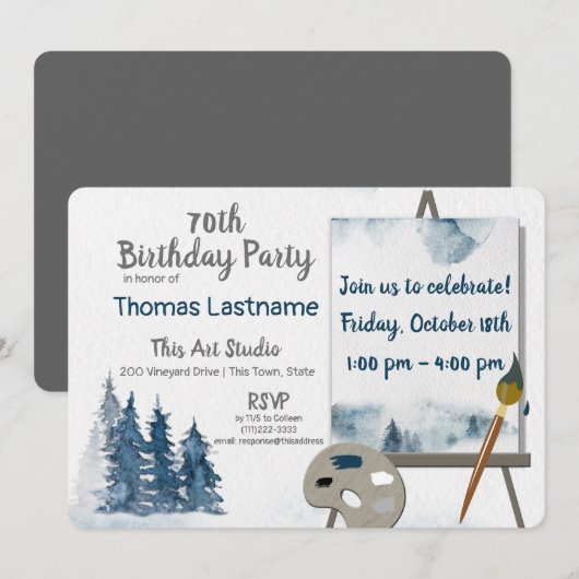 Schilderij Art Easel Verjaardagsfeest Kaart (Voorkant / Achterkant)