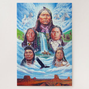 Schilderij Beroemde Indiaanse Indianen Chiefs Legpuzzel
