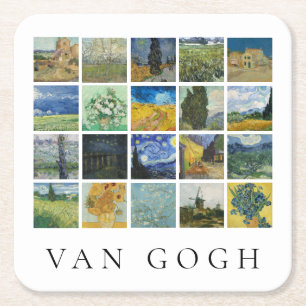 Schilderij Collage Vincent van Gogh Vierkante Kartonnen Onderzetter