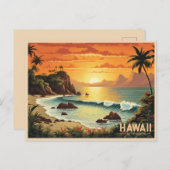  schilderij Hawaii Beach Tropical Paradise Briefkaart (Voorkant / Achterkant)