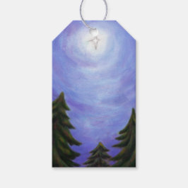 schilderij - kunst kerstster - schilderen - bos cadeaulabel