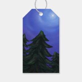 schilderij - kunst kerstster - schilderen - bos cadeaulabel