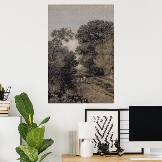  schilderij met gebogen liggend landschap poster (Thuiskantoor)