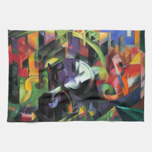 Schilderij met vee van Franz Marc, Vintage Kunst Theedoek