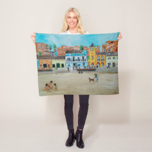 Schilderij Playa de la Malvarrosa van Alfred Fox Fleece Deken