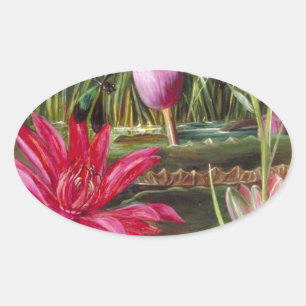 schilderij Roze Bloesems Ovale Sticker