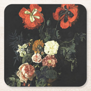 schilderij Stilleven met bloemen Vierkante Kartonnen Onderzetter