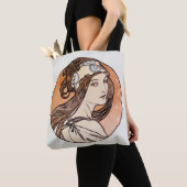 schilderij van Antiek Alphonse Mucha, canvas tas (Dichtbij)