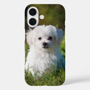 schilderij van Artsy Maltese puppy Dog iPhone 16 Hoesje