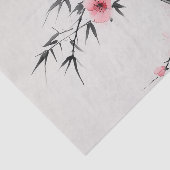 Schilderij van bamboe en kersenbloesems in wash tissuepapier (Detail)