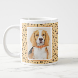 Schilderij van Beagle Hound Hond Originele Dierenk Extra Grote Beker