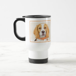 Schilderij van Beagle Hound Hond Originele Dierenk Reisbeker