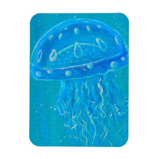 Schilderij van blauwe kwal magneet (Verticaal)