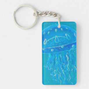 Schilderij van blauwe kwal sleutelhanger
