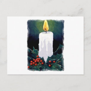 Schilderij van Candle en Holly: Kerstmis Feestdagenkaart