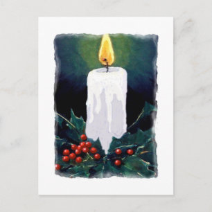 Schilderij van Candle en Holly: Kerstmis Feestdagenkaart
