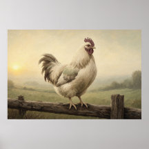 Schilderij van de boerderij 'First Light Rooster'