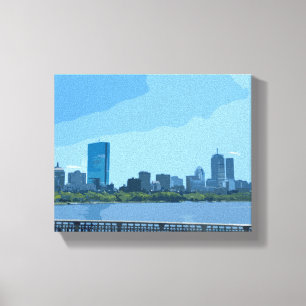 Schilderij van de Boston Skyline bij de Charles Ri Canvas Afdruk