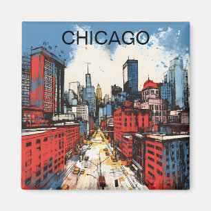 Schilderij van de Chicago Skyline – Stedelijke Kun Magneet