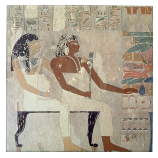 schilderij van de tombe Rekhmire, Thebes, d Tegeltje (Voorkant)