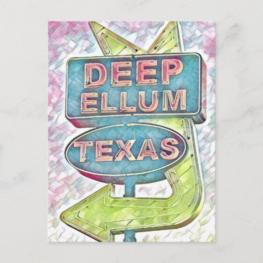Schilderij van Deep Ellum bord, Dallas Texas Briefkaart (Voorkant)