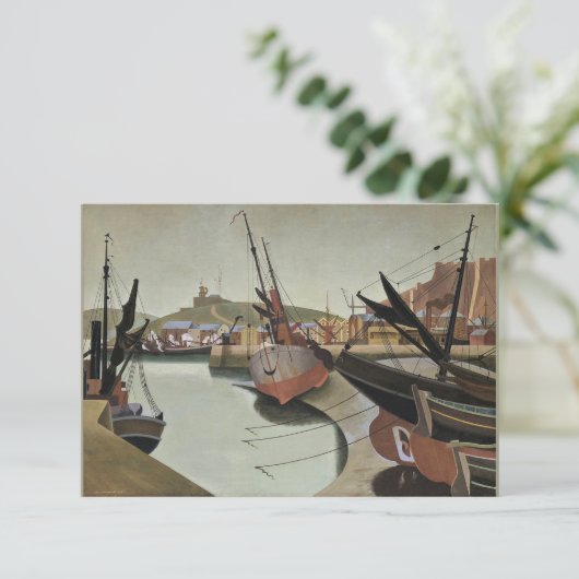 Schilderij van Edward Wadsworth, Zeehaven, Bedankkaart (Staand voorkant)