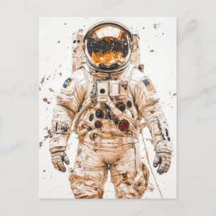 schilderij van een astronaut briefkaart