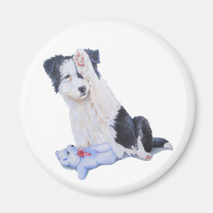 schilderij van een hond van een schattige colliaan magneet