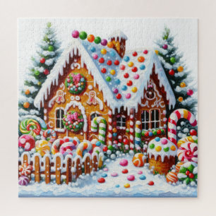 Schilderij van een kleurrijk Snoep Gingerbread Hou Legpuzzel