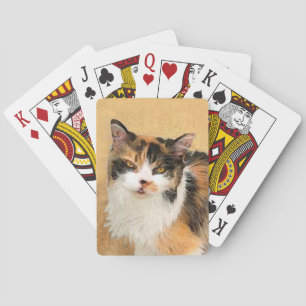 Schilderij van een lapjeskat - Originele kattenkun Pokerkaarten