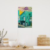 Schilderij van een oude groene winkel poster (Keuken)