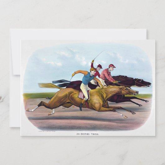 schilderij van een paardenrace scène, Paarden Feestdagenkaart (Voorkant)