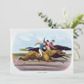 schilderij van een paardenrace scène, Paarden Feestdagenkaart (Staand voorkant)