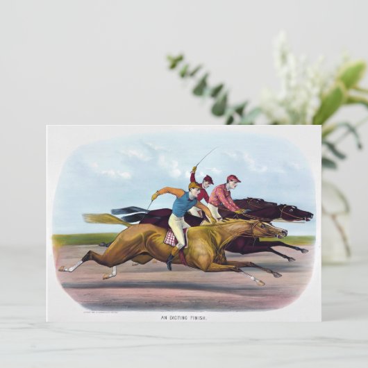 schilderij van een paardenrace scène, Paarden Feestdagenkaart (Staand voorkant)