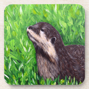 Schilderij van een rivierotter bier onderzetter